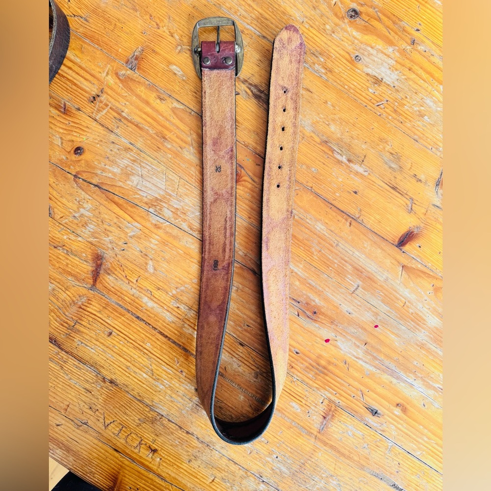 Vintage 90s Tooled Leather Belt Size 32 Western Boho - Picture 14 of 16